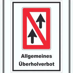 HB-Druck Allgemeines Überholverbot Symbol und Text Aufkleber A0 (841x1189mm)