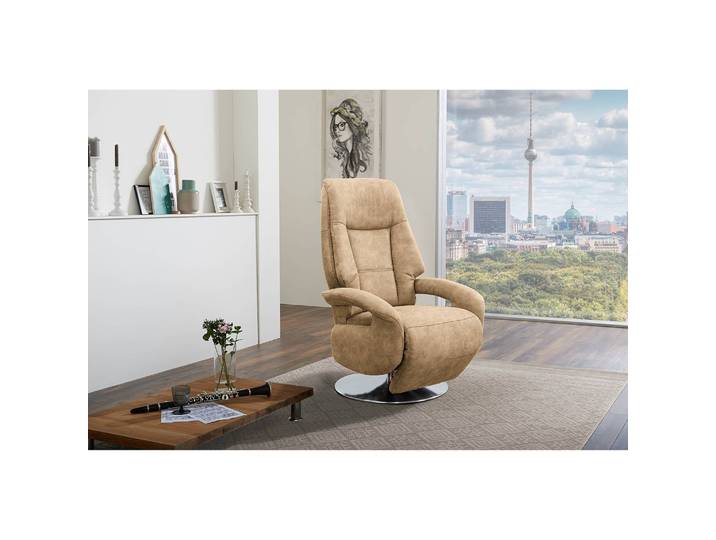 Fauteuil relax Givors Beige Microfibre Priya Avec aide au redressement/Fonction relaxation 74 x 114 x 77cm