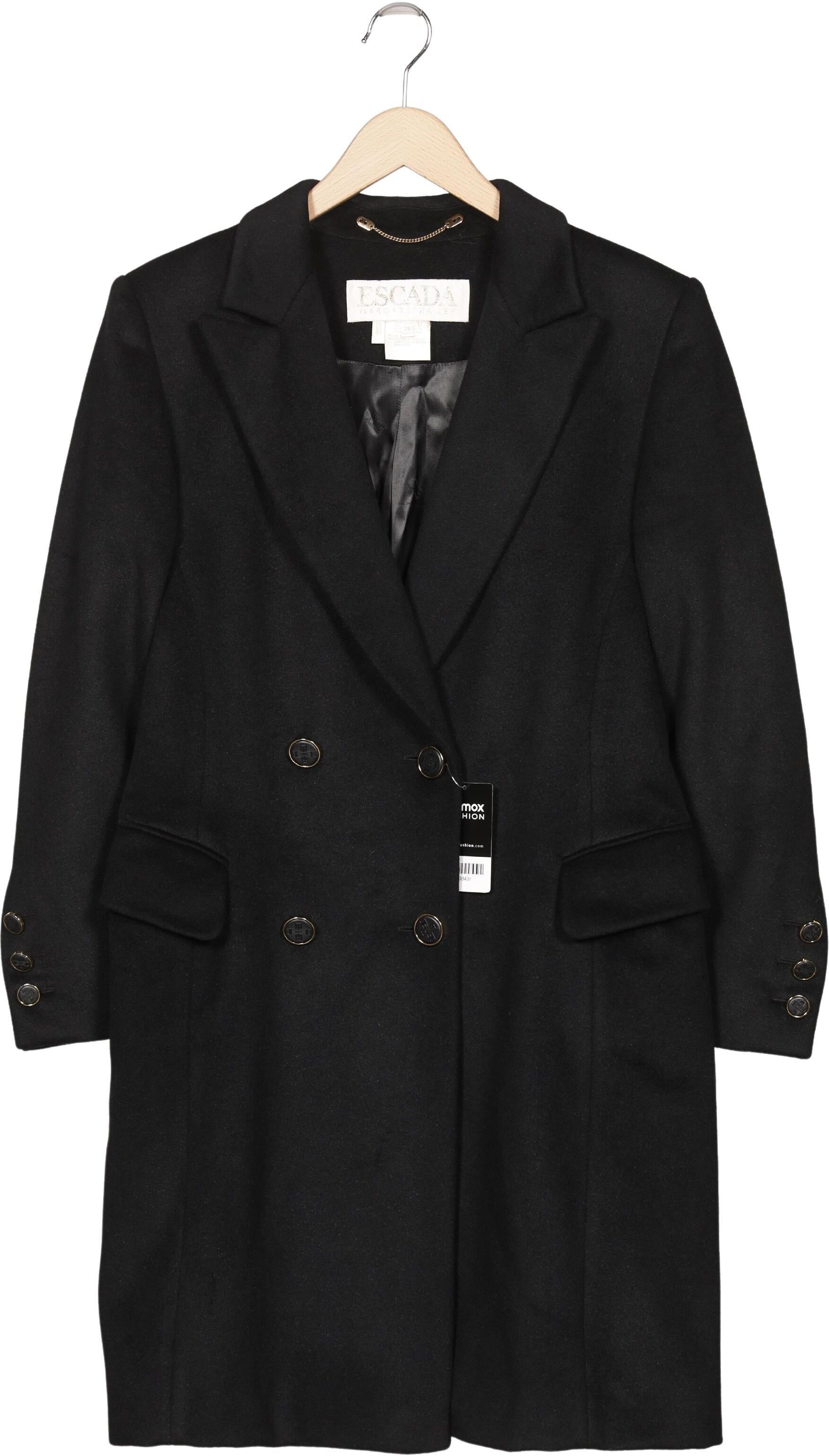 Escada Damen Mantel, Schwarz, Gr. EU 38, Schurwolle / Angorawolle - Second Hand