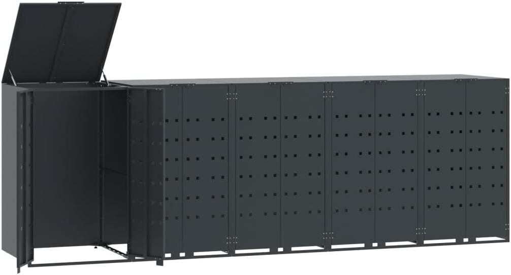Mülltonnenbox für 5 Tonnen Anthrazit 345x79x117 cm Stahl