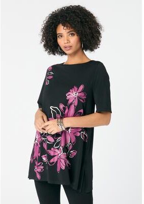 Plus Size Women's Printed Tunic by Roaman's in Black Berry Blooms (Size 22/24)