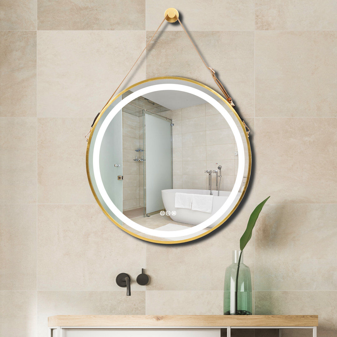 Rio Adwaith Flat Vanity Mirror Gold 80cm H x 80cm W