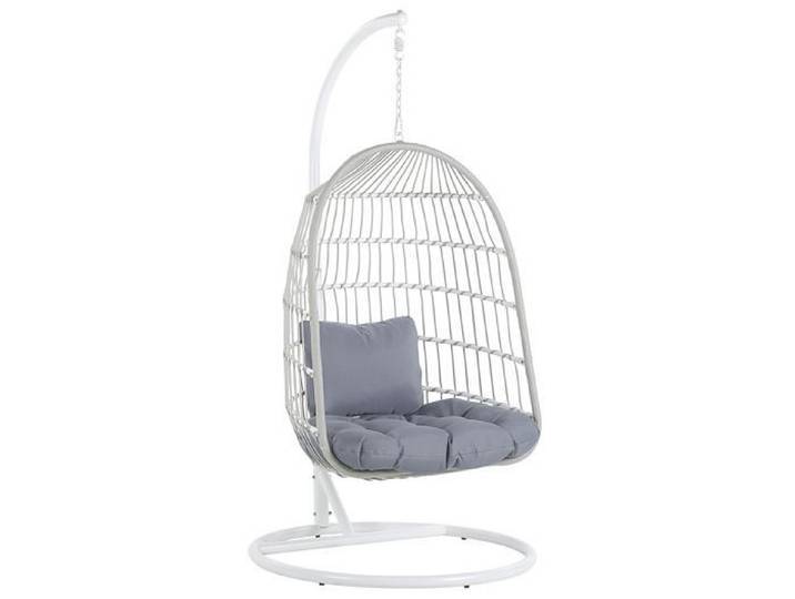 Fauteuil suspendu en rotin blanc avec support ALLERA