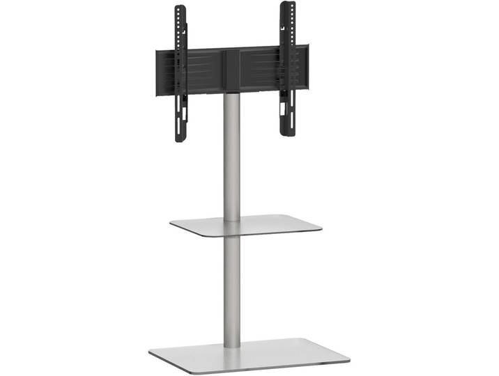 Mid.you Tv-Rack, Klar, Silberfarben, Metall, Glas, rechteckig, 60x100x45 cm, schwenkbar, Kabeldurchlass, Wohnzimmer, TV Möbel, TV-Ständer