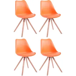 CLP 4er Set Stühle Toulouse Kunstleder Rund natura   Farbe: orange, Gestell Farbe: natur