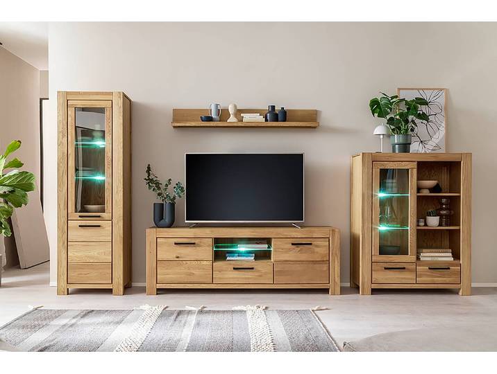 Bois massif meubles TV - 406 cm Chêne sauvage massif huilé Marron 406 x 199 x 50cm