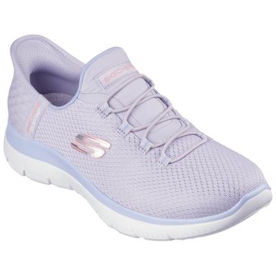 Slip-On Sneaker SKECHERS "SUMMITS-DIAMOND DREAM", Damen, Gr. 40, lila (lavendel), Textil, Schuhe, Schlupfschuh, Freizeitschuh mit praktischer Slip-Ins Funktion, Topseller