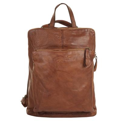 Cityrucksack SAMANTHA LOOK "SAMANTHA LOOK Damen echt Leder, Made in Italy", Damen, Gr. B/H/T: 35cm x 29cm x 14cm, onesize, braun (cognac), Leder, Rindsleder, Retro, Rucksäcke Cityrucksack, echt Leder, Made in Italy