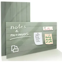 KARAT Glasboard Design Memoboard "Wood" - Holzoptik - mit Magneten & Montagematerial - Hochglanz-Oberfläche / 46 x 91 cm