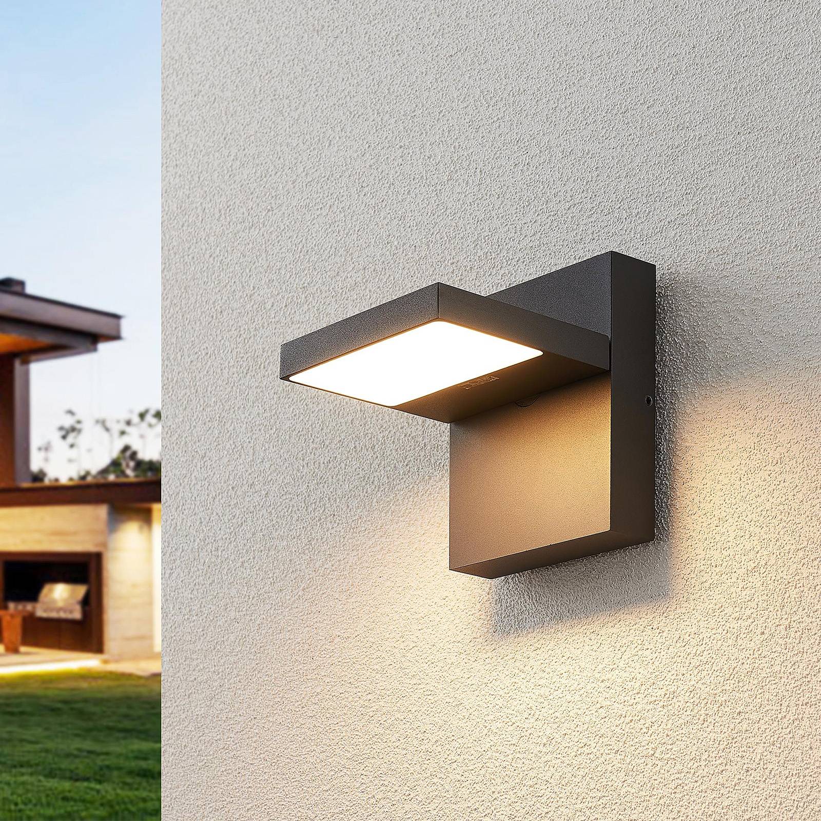 LED Outdoor Wall Light Silvan Lucande, Black, Aluminium, Modern, Outdoor Wall Light