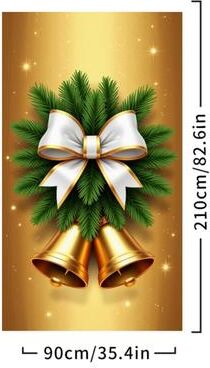 Retailers Go Merry Christmas Door Cover, Bell Garland Door Decor, Dining Table Cover, Elastic Holiday Decoration m 1pcs