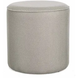 Pouf Olesya aus Waben-Stoff, modern gepolstert, hellgrau, rund Ø 42 cm, komfortabel für Dein Zuhause