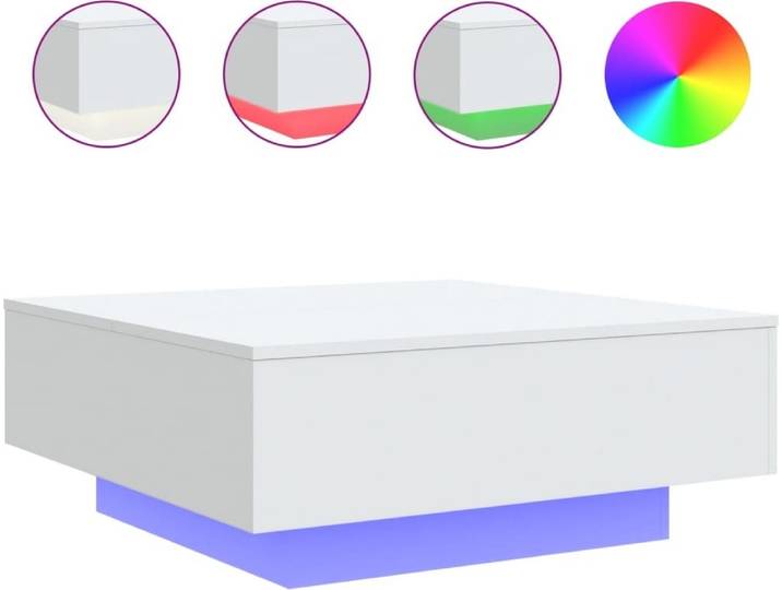vidaXL Table basse avec lampes LED blanc 80x80x31 cm