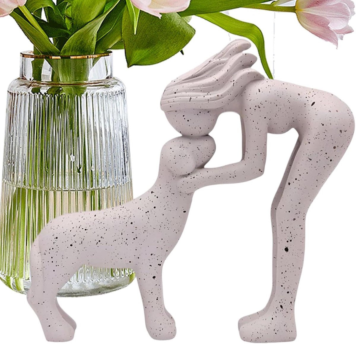 Genérico Herdenkingsbeeldje Vrouw met Hond - Decoratieve Hars Sculptuur voor Thuis