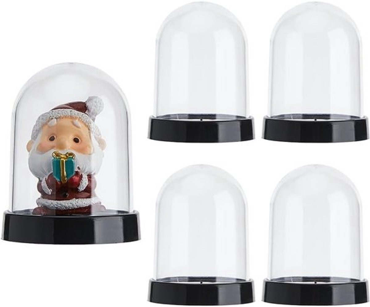 Glazen stolp met zwarte basis voor decoratie en display van kleine objecten