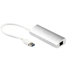 StarTech.com 3 Port Portable USB 3.0 Hub plus GbE - Hub with Built-In Cable - Hub