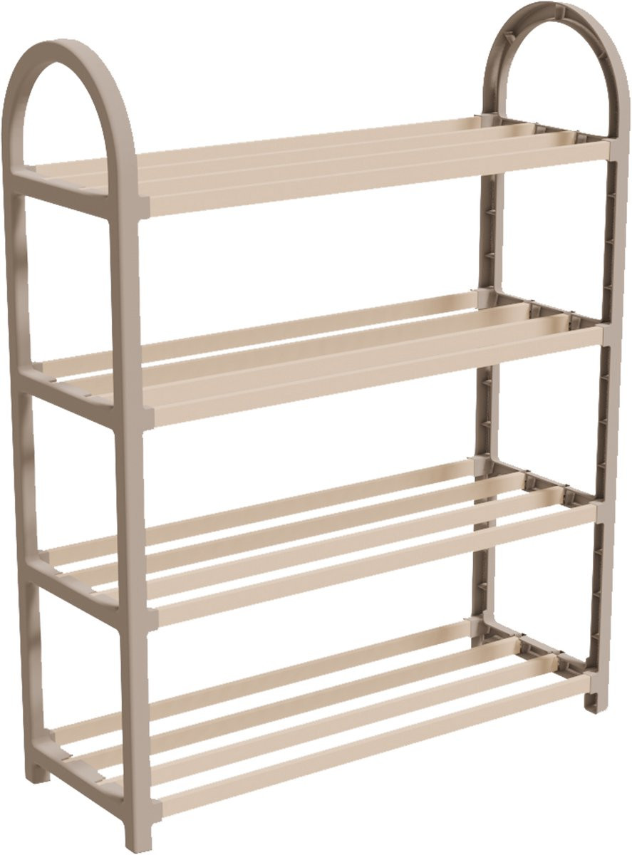 Fixwood Schoenenrek met 4 Lagen - Beige - Ruimtebesparend Schoenenrek voor 12+ Paar Schoenen