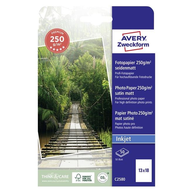 Avery Premium Inkjet Fotopapier (250 g/m², 13 x 18 cm, 130 x 180 mm, 13x18cm, 50 Stk.) (C2580)