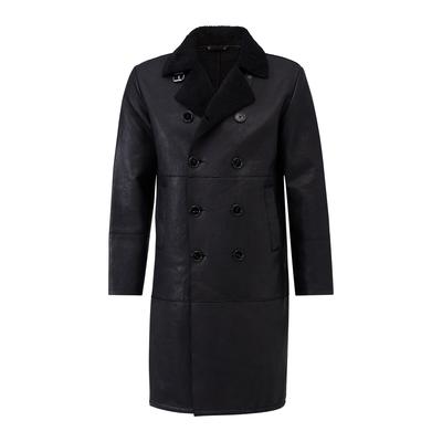 Ledermantel RICANO "Ledermantel Vicente", Herren, Gr. XL, schwarz, Obermaterial: 100% Ziegenveloursleder GOVL. Futter: 100% Polyester PES., schmal, V-Ausschnitt, Mäntel