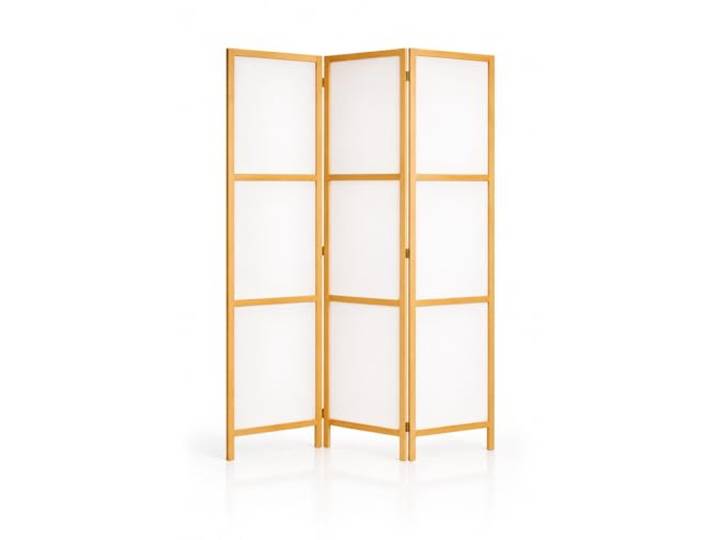 RIIMARE - Paravent Innen Raumteiler Holz Japan 125x172 cm 3-teilig Japanische Trennwand Raumtrenner Room Divider Mobiler Sichtschutz Spanische Wand Raum Abtrennung