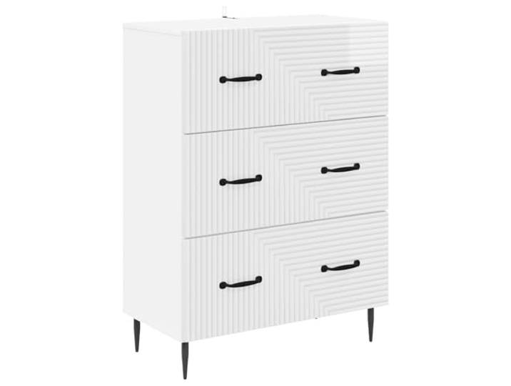 HKTMGDNG Schubladenschrank Hochglanz Weiß Kommode 66x34,5x89,5 cm Stilvolle Kommode aus Holzwerkstoff mit 3 Schubladen und Metallgriffen. Ideal für Wohnzimmer und Flur.