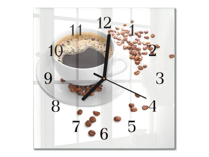 Tulup Wanduhr 30x30 cm - Kaffee, Weiß, Glas, Quadratisch, 30x30x0.4 cm, Dekoration, Uhren, Wanduhren