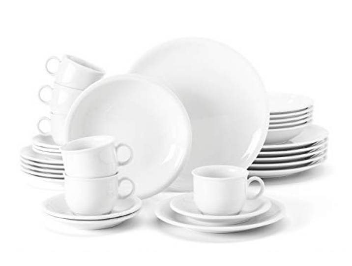 Seltmann Weiden 001.716175 Compact Weiss Kombiservice 30-teilig, Weiß/Uni