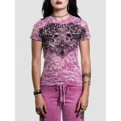Affliction Forgotten Burn Out Baby T-Shirt pink burnout Gr. S