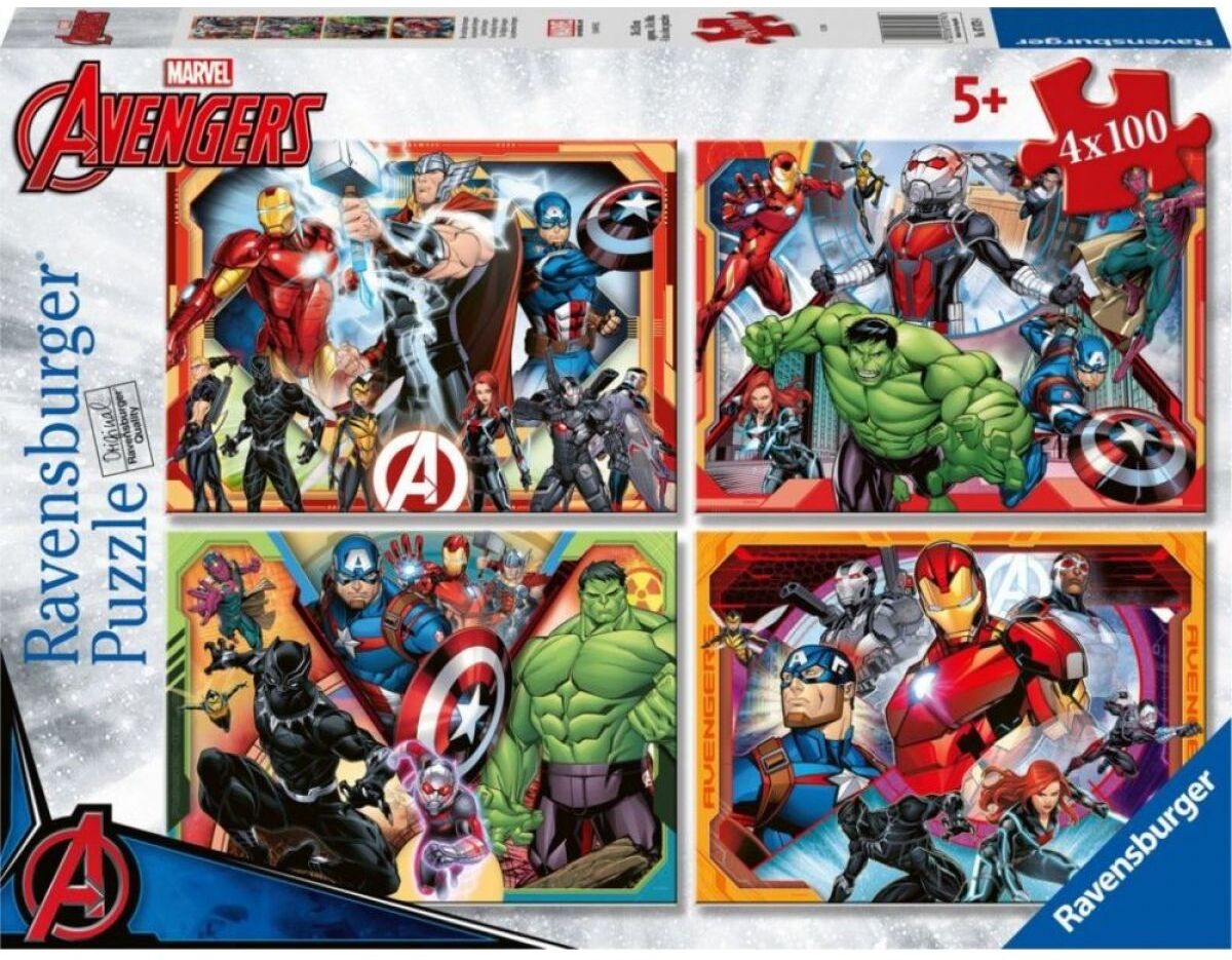 Ravensburger Marvel Avengers 4 x 100-Piece Jigsaw Puzzle Set for Children Aged 6 and Over