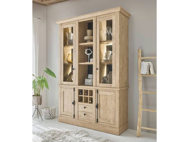 Lomadox Buffet COLBY-61 in Eiche mit Beleuchtung, Landhausstil, 147cm breit