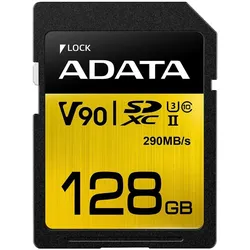 Adata SDXC-Karte Premier ONE UHS-II 128 GB (128 GB, SDXC, U3, UHS-II), Speicherkarte, Schwarz, Gold