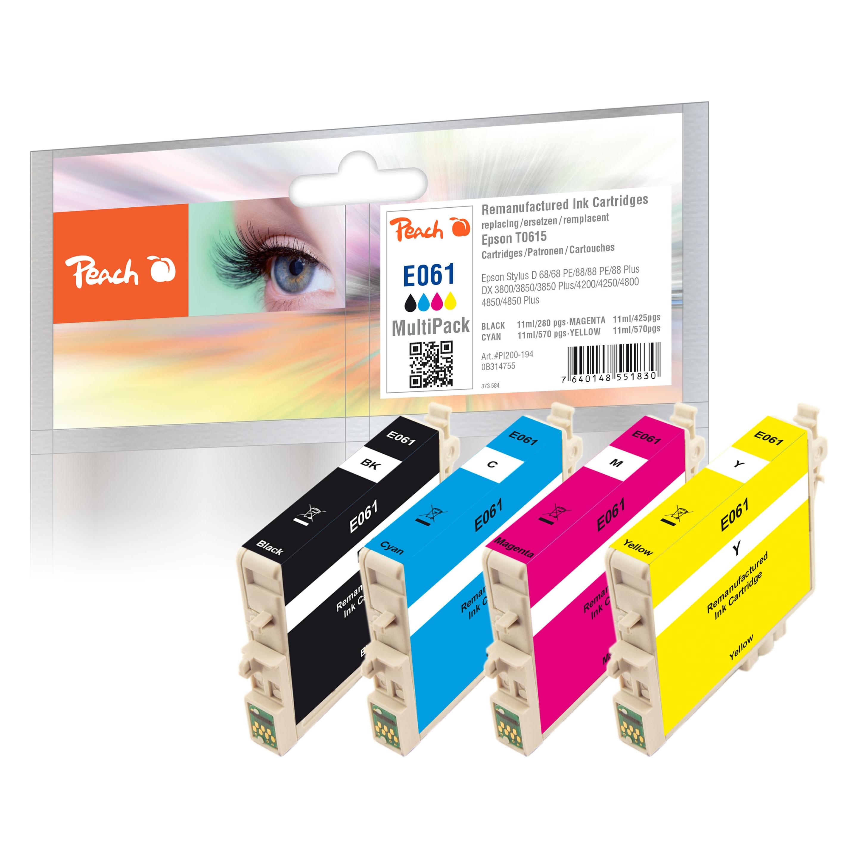 Peach T0615 MultiPack Retail Comp. (BK, C, M, Y) (PI200-194)