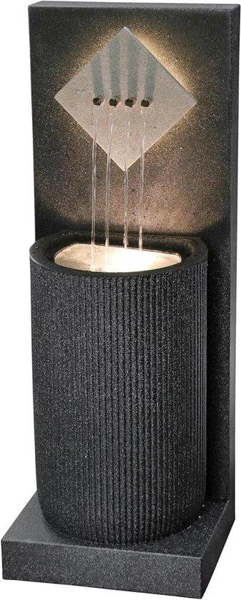 Dehner Tuinfontein Waterornament met LED-verlichting - Zwart - Hoogte: 96,5 cm