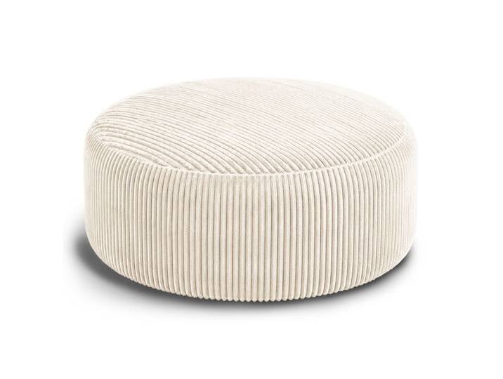 Fauteuil pouf rond 6FT en tissu corduroy blanc rembourrage mousse pour intérieur