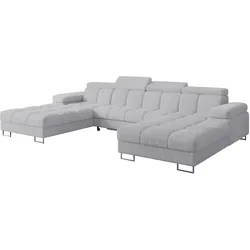 WOHNLANDSCHAFT mit Schlaffunktion und Bettkasten COMA U2 345x203x79 Grau Cord