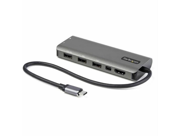StarTech.com Adaptateur Multiports USB-C - USB-C vers HDMI ou Mini DisplayPort 4K 60Hz - Alimentation 100W Passthrough - Hub USB 4 Ports 10Gbps - Mini