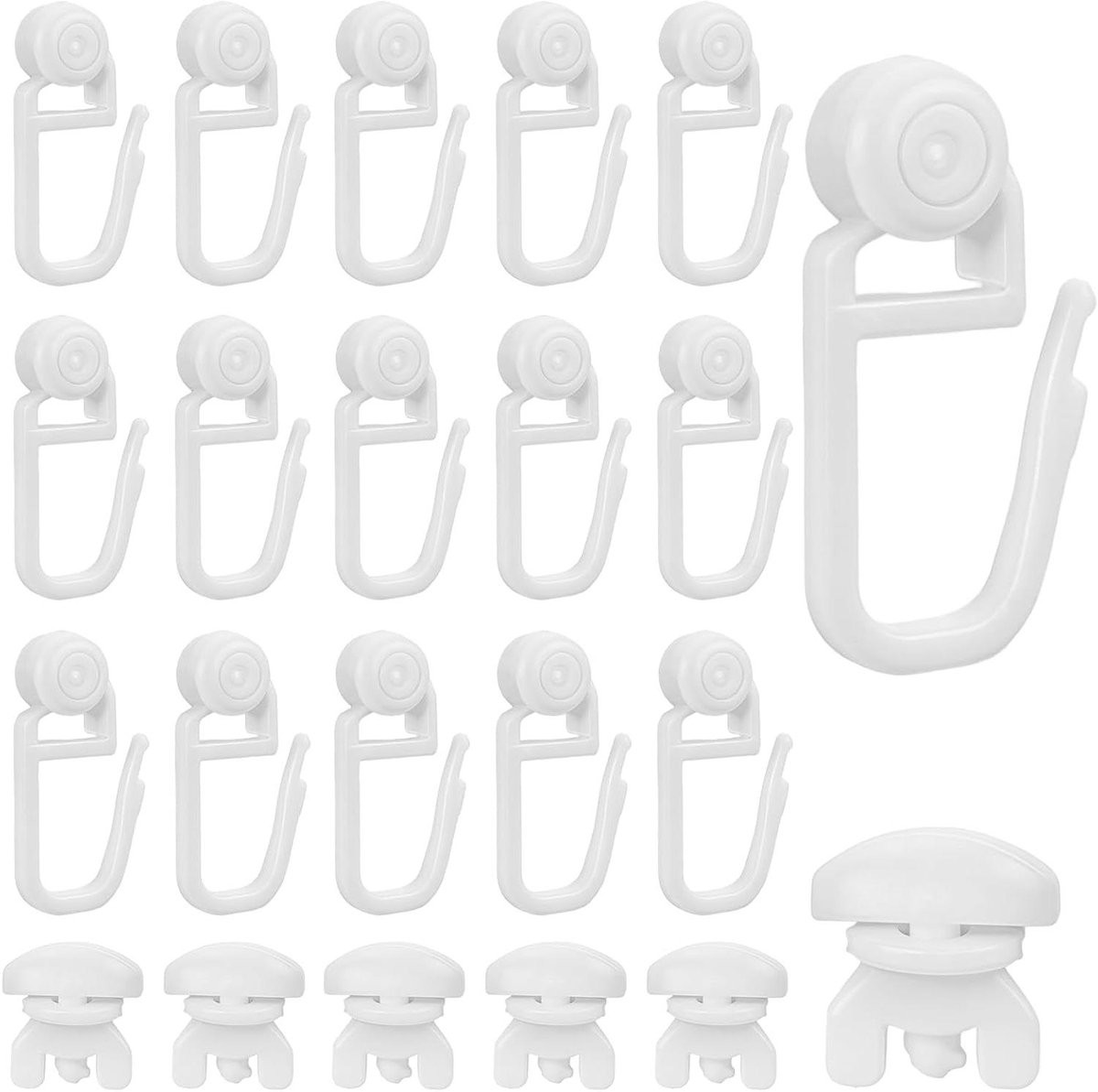 100 stuks witte gordijnrollers voor rails met versterkt clip-on design