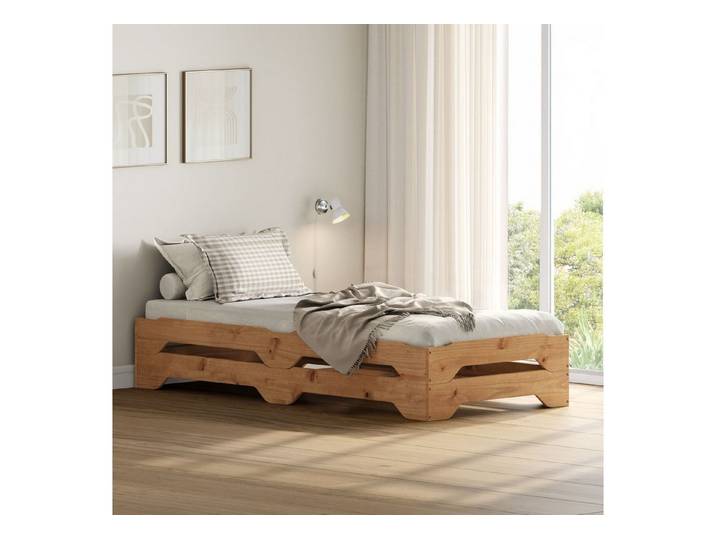 IDIMEX Funktionsbett RONNY, Gästebett aus Massivholz stapelbar eiche farben