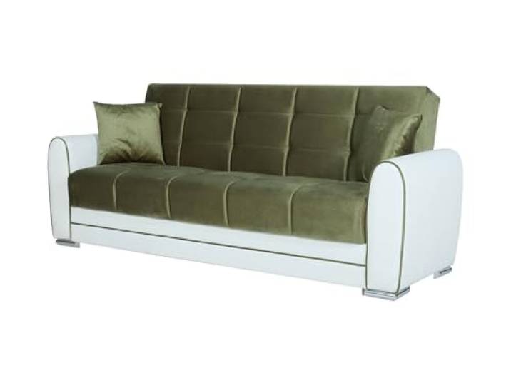 Dmora Schlafsofa 3-Sitzer Luis 220x84 cm Weiß, Stauraum
