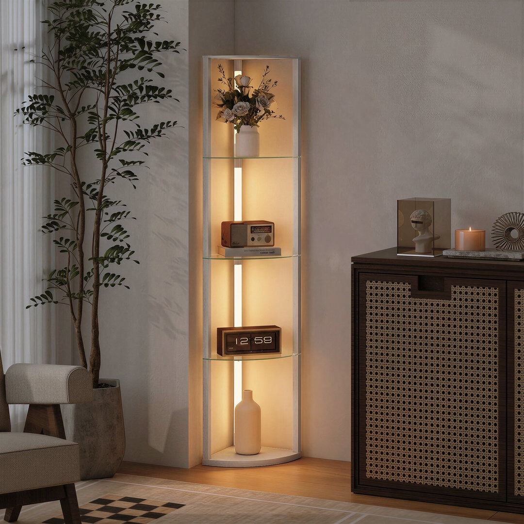 17 Stories LED Floor Lamp with Shelves, Dimmable Standing Lamp with Foot Switch Grey 162cm H X 41.5cm W X 29.5cm D