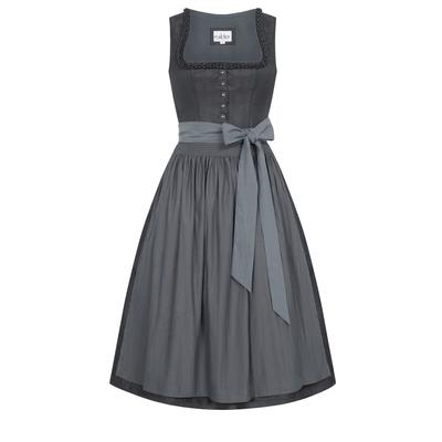 Dirndl NÜBLER "Midi Dirndl Kimberly", Damen, Gr. 42, EURO, grau, Obermaterial: 70% Polyester PES. 30% Viskose CV., Kleider