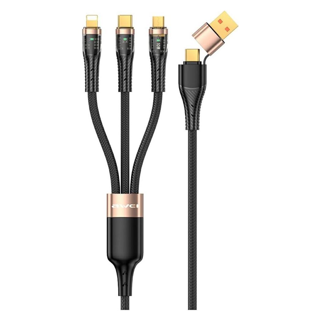 Awei CL-228 usb-c/lightning/mico 3in2 cable black/black (1.50 m, USB 3.2 Gen 2, 100 W) (CL-228)