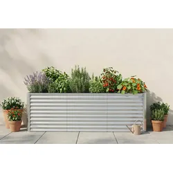 OUTFLEXX Set Hochbeet mit Erweiterungsmodul, silber, Aluminium-Zink-Stahl, 180+80cm