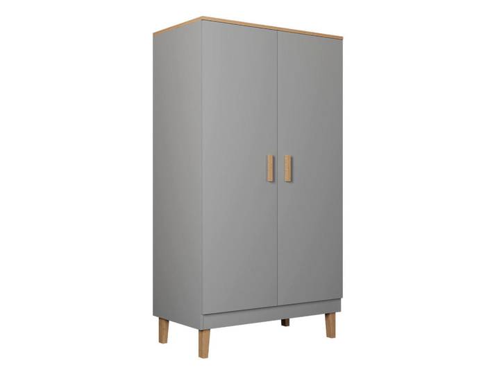 Petits-meubles Schrank 2 Türen Denver Grau, 100x184x55 cm, Schlafzimmer, Kleiderschränke