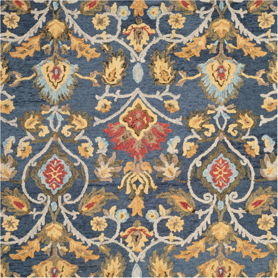 Blue Elephant Tansy Hand Tufted Wool Rug Blue/Brown Square 183 cm