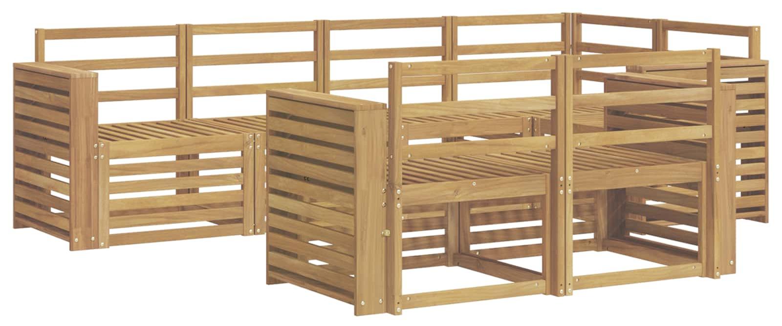 Gartenmöbel-Set, 7-teilig, weiß, 251 x 132,5 x 73 cm