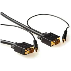 ACT 5m VGA + 3.5mm 5m VGA (D-Sub) + 3.5 mm (1/8") VGA (D-Sub) + 3.5 mm (1/8") Schwarz HDMI-Kabel (5 m), Videokabel, Schwarz