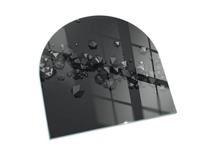 Tulup Kaminbodenplatte 100x100 cm - Abstrakte Wolke aus Festkörpern, Schwarz, Glas, Quadratisch, 100x100x0.4 cm, Elektrogeräte, Heizgeräte, Elektrokamine