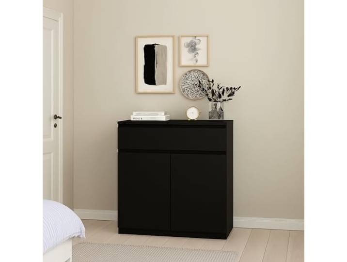 Dmora - Kommode Julienne, Wohnzimmerbuffet, Wohnzimmer-Sideboard, Moderne Küchen-Speisekammer, 80x40 h100 cm, Schwarz