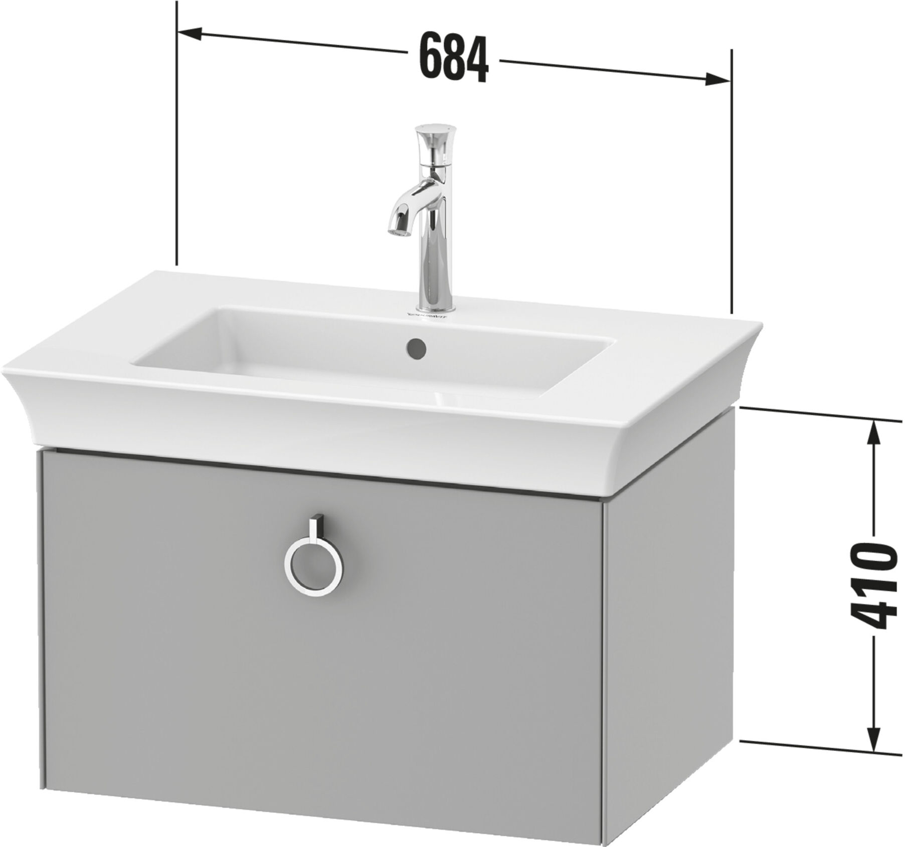 Duravit Waschtischunterschrank o. ES White Tulip 41x68,4x45,8cm, 1 A m G, Nord we. s-matt (WT4251039390010)
